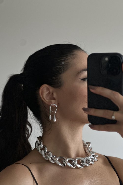 Brinco Feminino 2 Gotas Orgânico Vitória - Prata