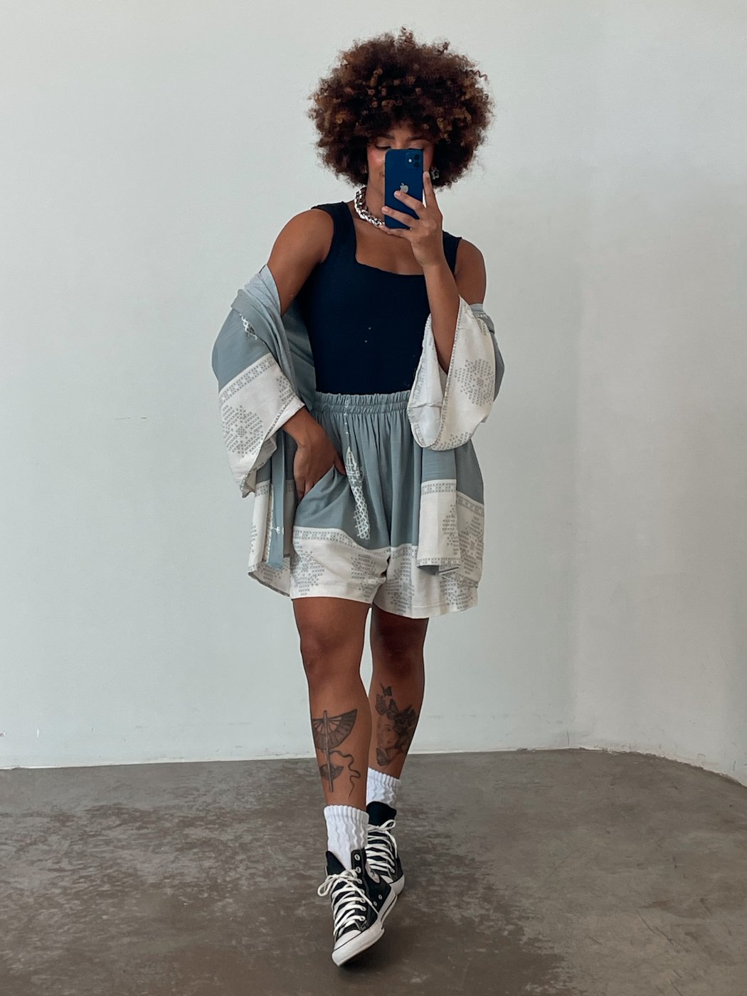 04 conjunto feminino kimono amplo e short estampado viscose yuki