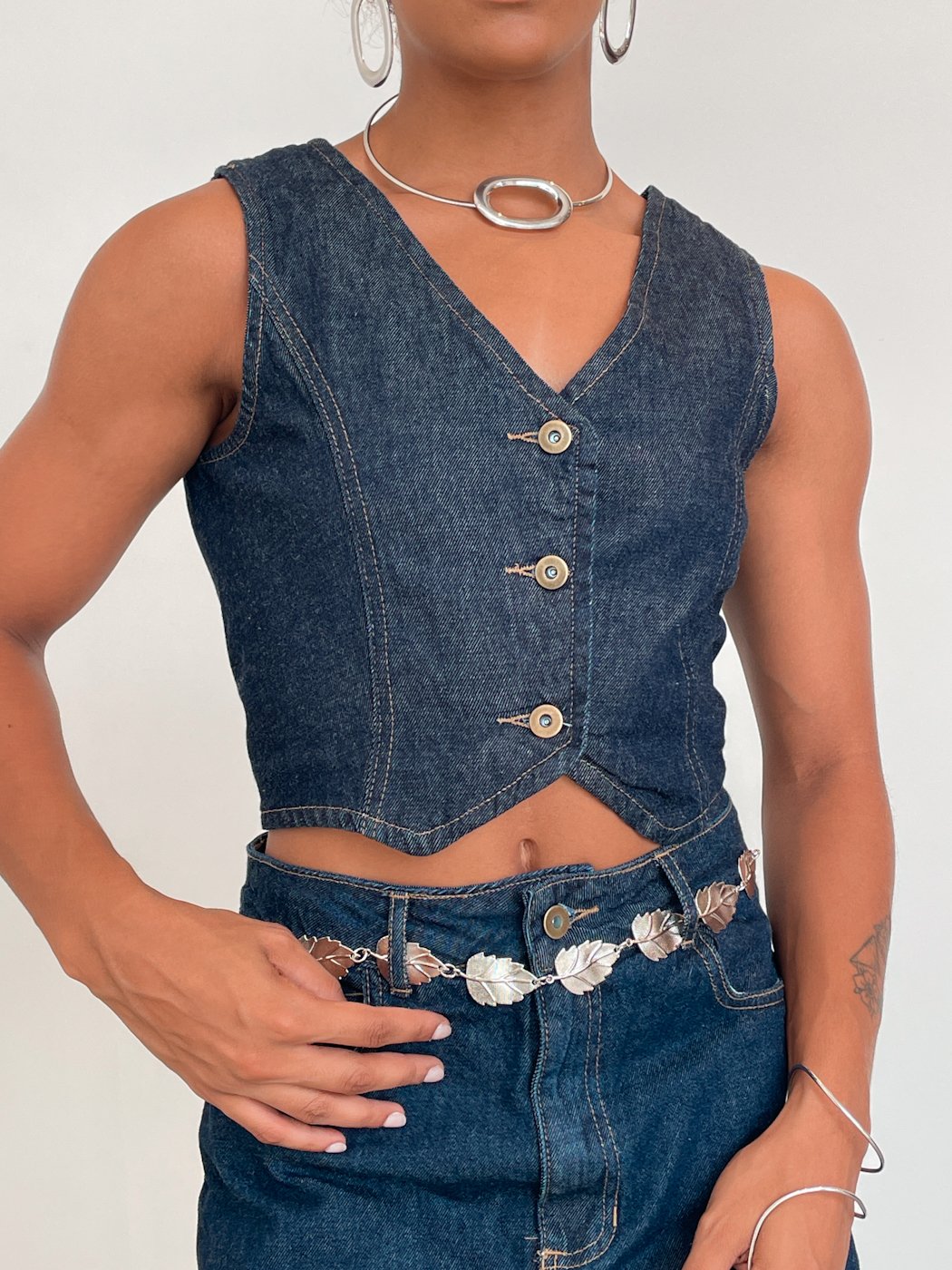 18 colete feminino jeans curto erica