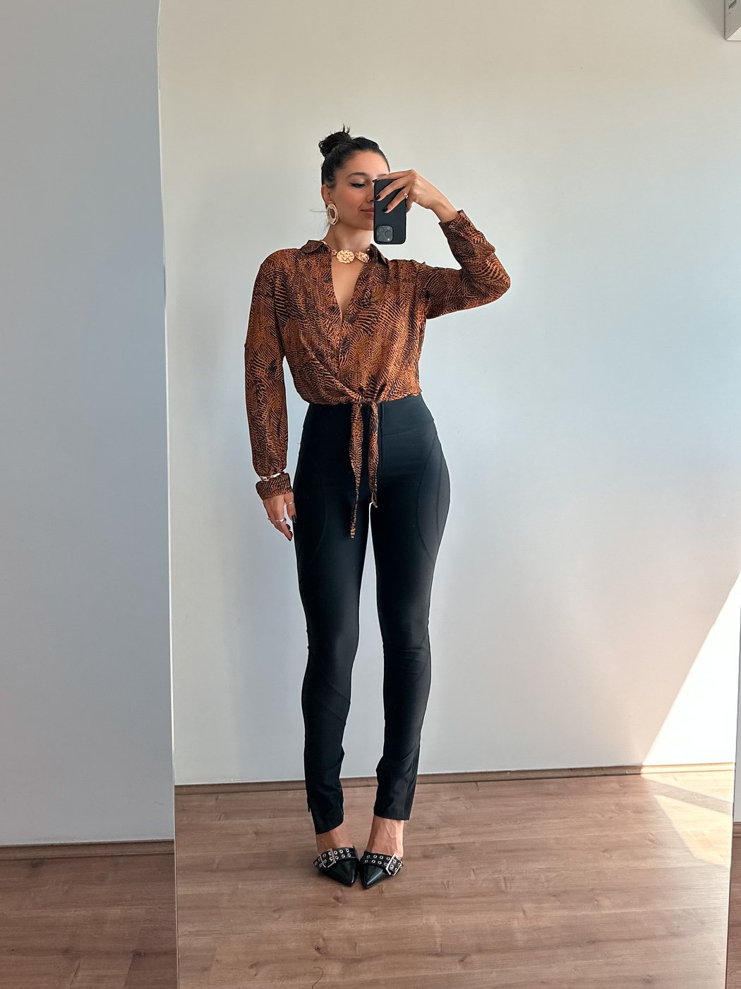 19 camisa feminina animal print com amarracao giulia