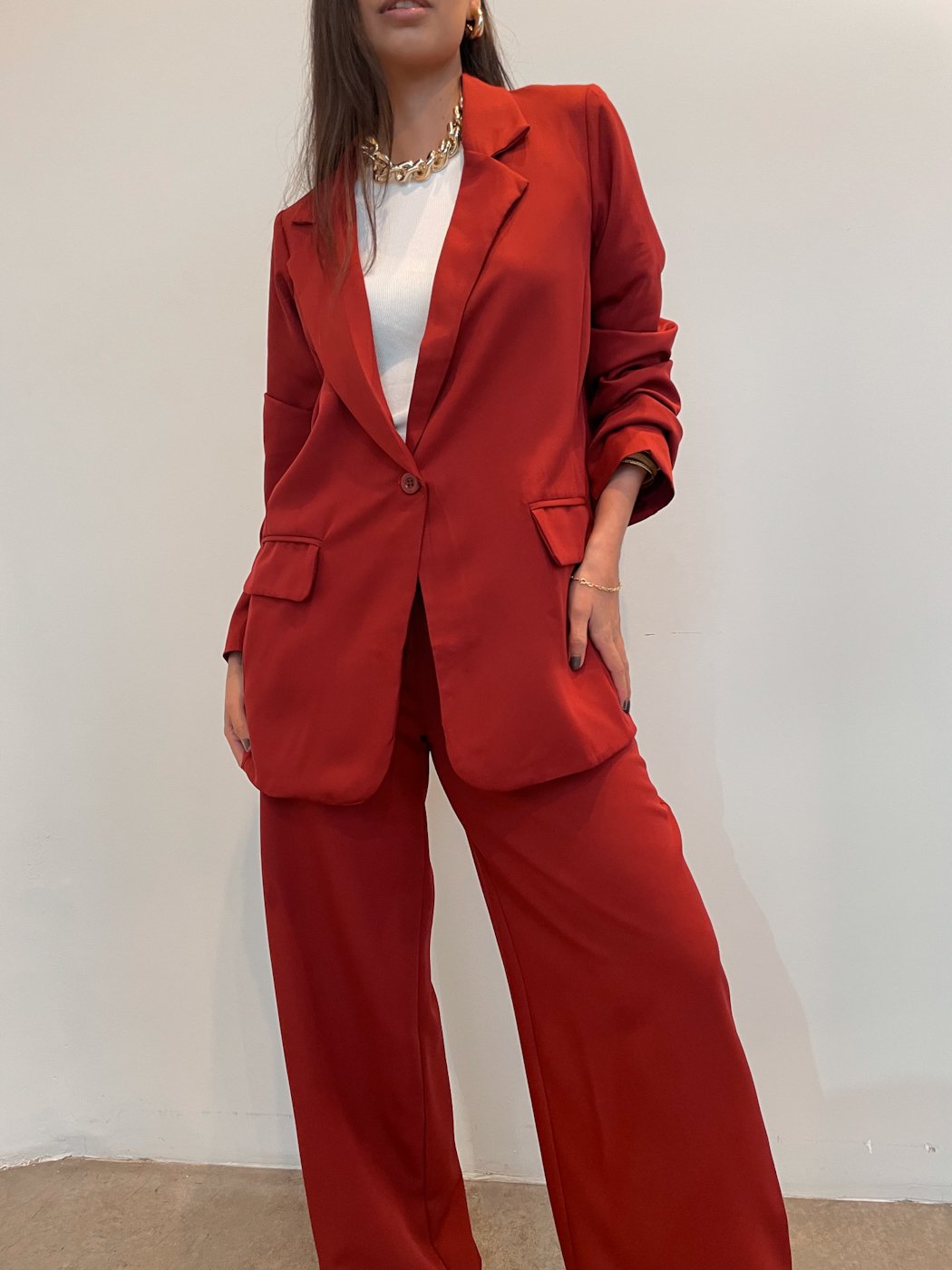 32 conjunto blazer e calca pantalona social helena
