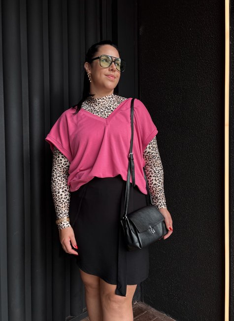 Saia Envelope Curta sem Estampa Gisele Cor de Pimenta