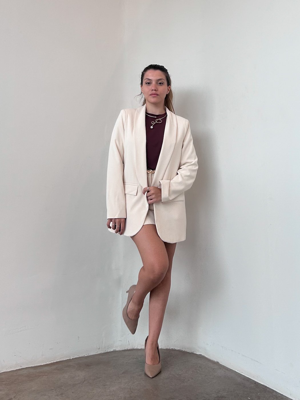 11 conjunto feminino blazer e short de alfaiataria social nathalia