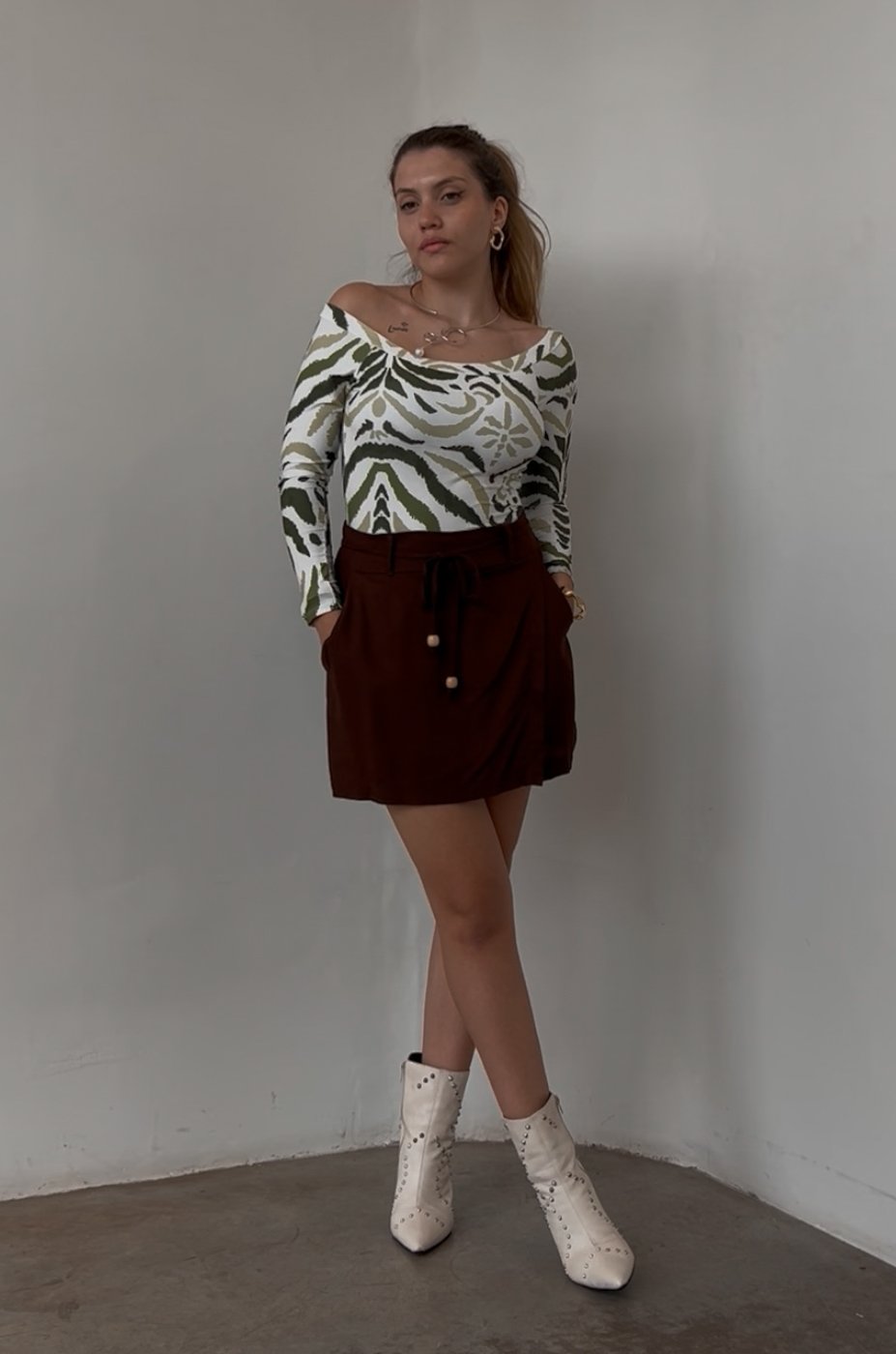 11 short saia feminino viscolinho semi envelope com tira maraisa