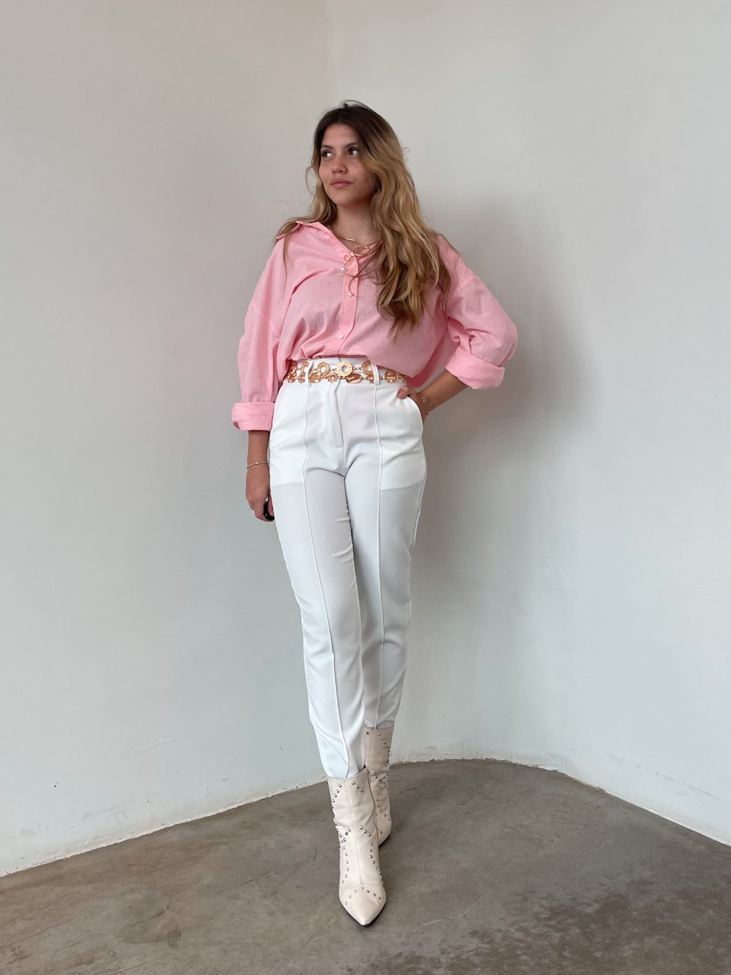 02 camisa feminina classica algodao e linho mayra