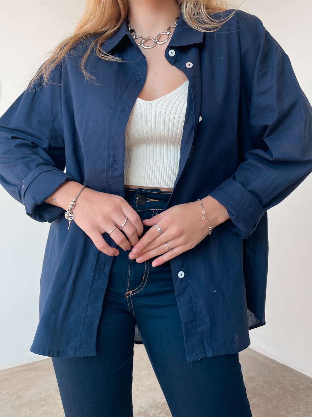 18 camisa feminina classica algodao e linho mayra