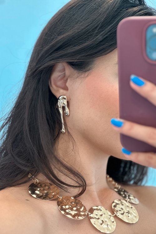 Brinco 2 Gotas 3D Gabi - Dourado