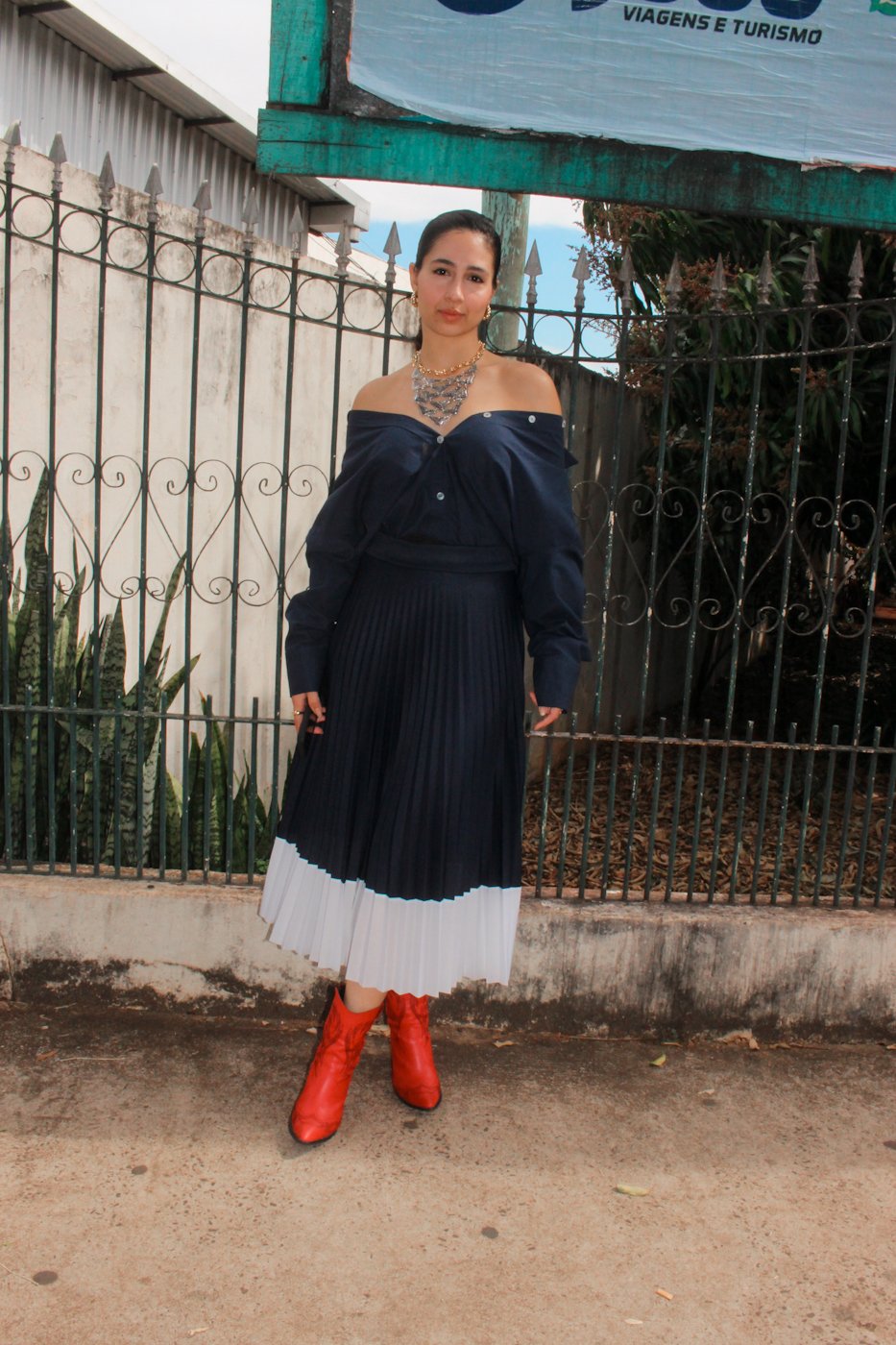 06 saia feminina plissada com 2 cores duo marilia