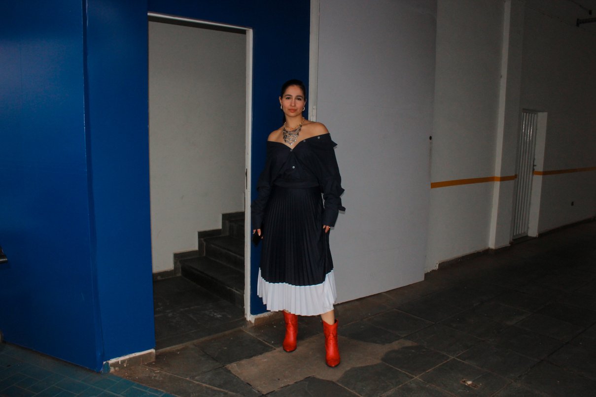 14 saia feminina plissada com 2 cores duo marilia