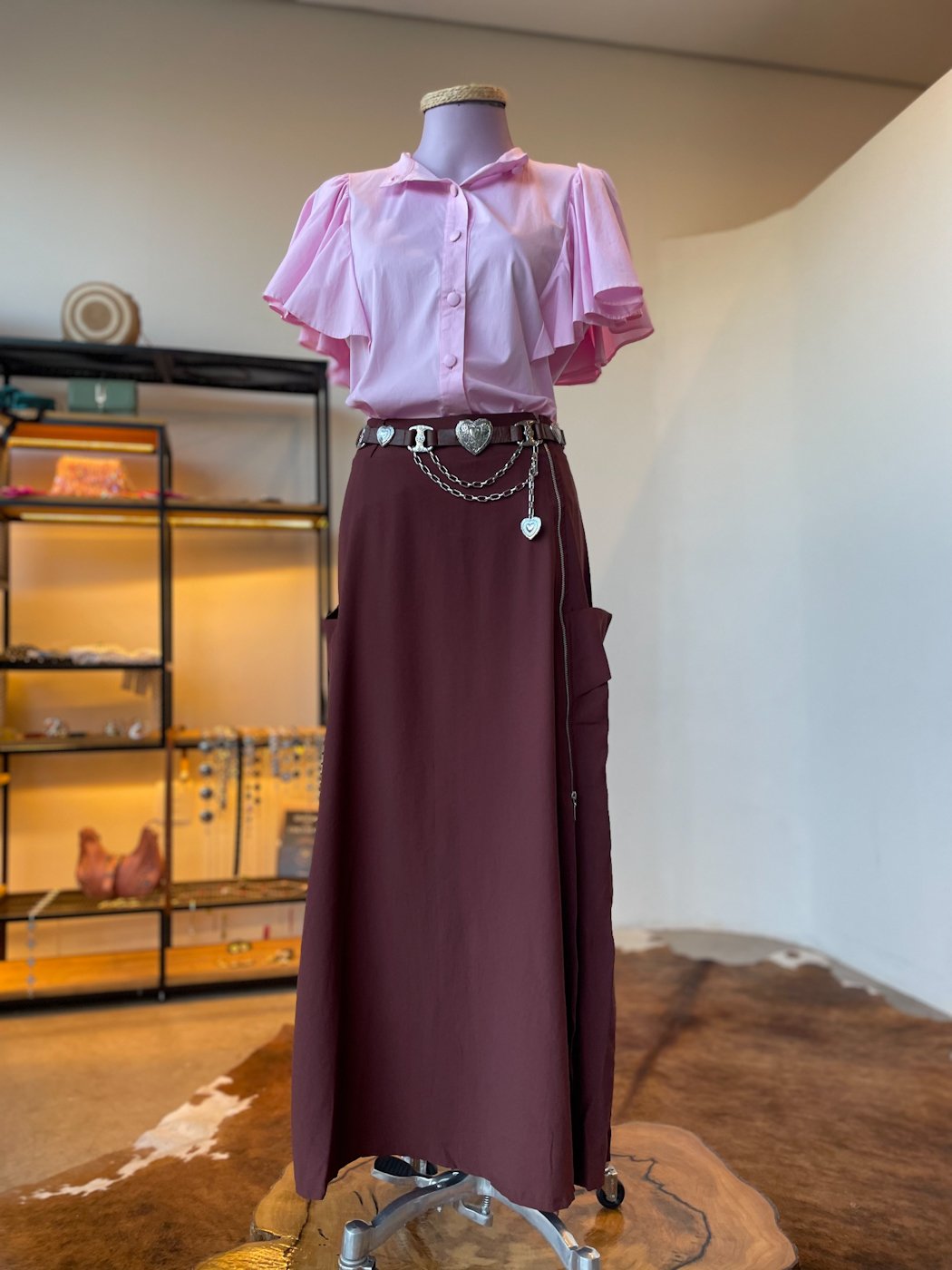 12 saia feminina midi com bolso utilitario com ziper tratorado na lateral vick