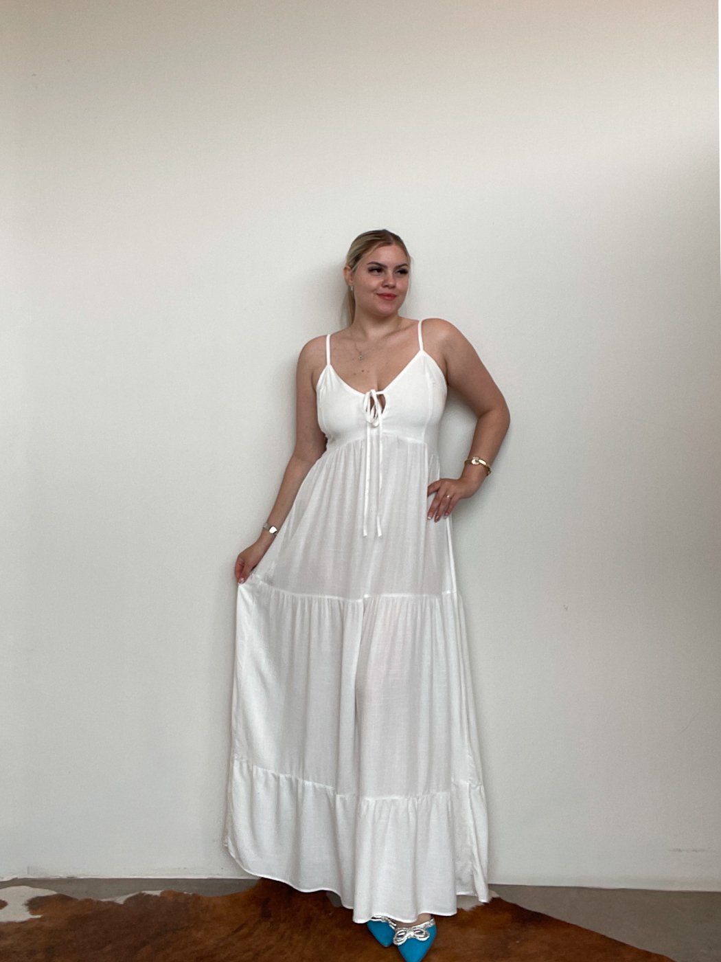 14 vestido longo com amarracao no busto e lastex nas costas crepe gabi