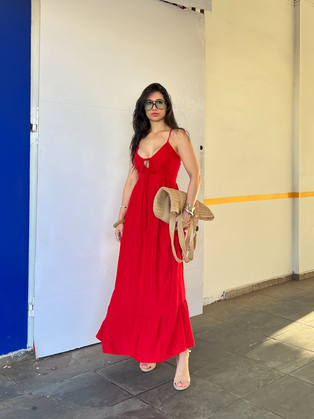 19 vestido longo com amarracao no busto e lastex nas costas crepe gabi