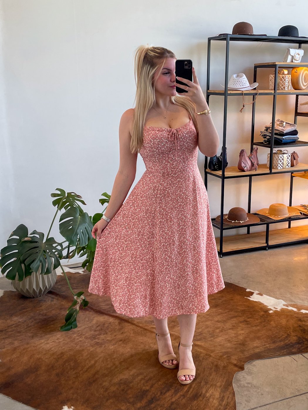 05 vestido midi liberty com alca regulavem e lastex nas costas de viscose amelie