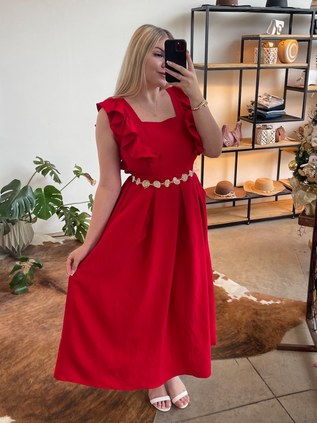 03 vestido feminino midi com babado no ombro laysa