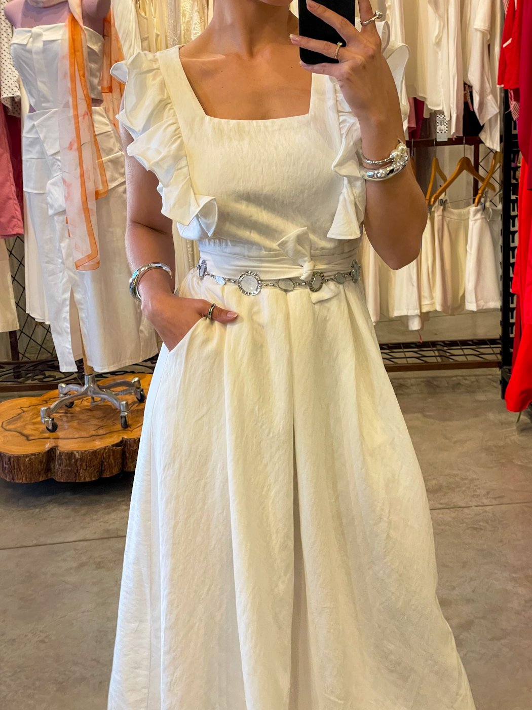 09 vestido feminino midi com babado no ombro laysa