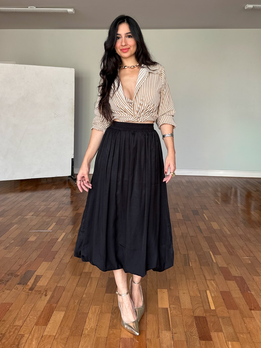 05 conjunto feminino top com no e camisa angelica