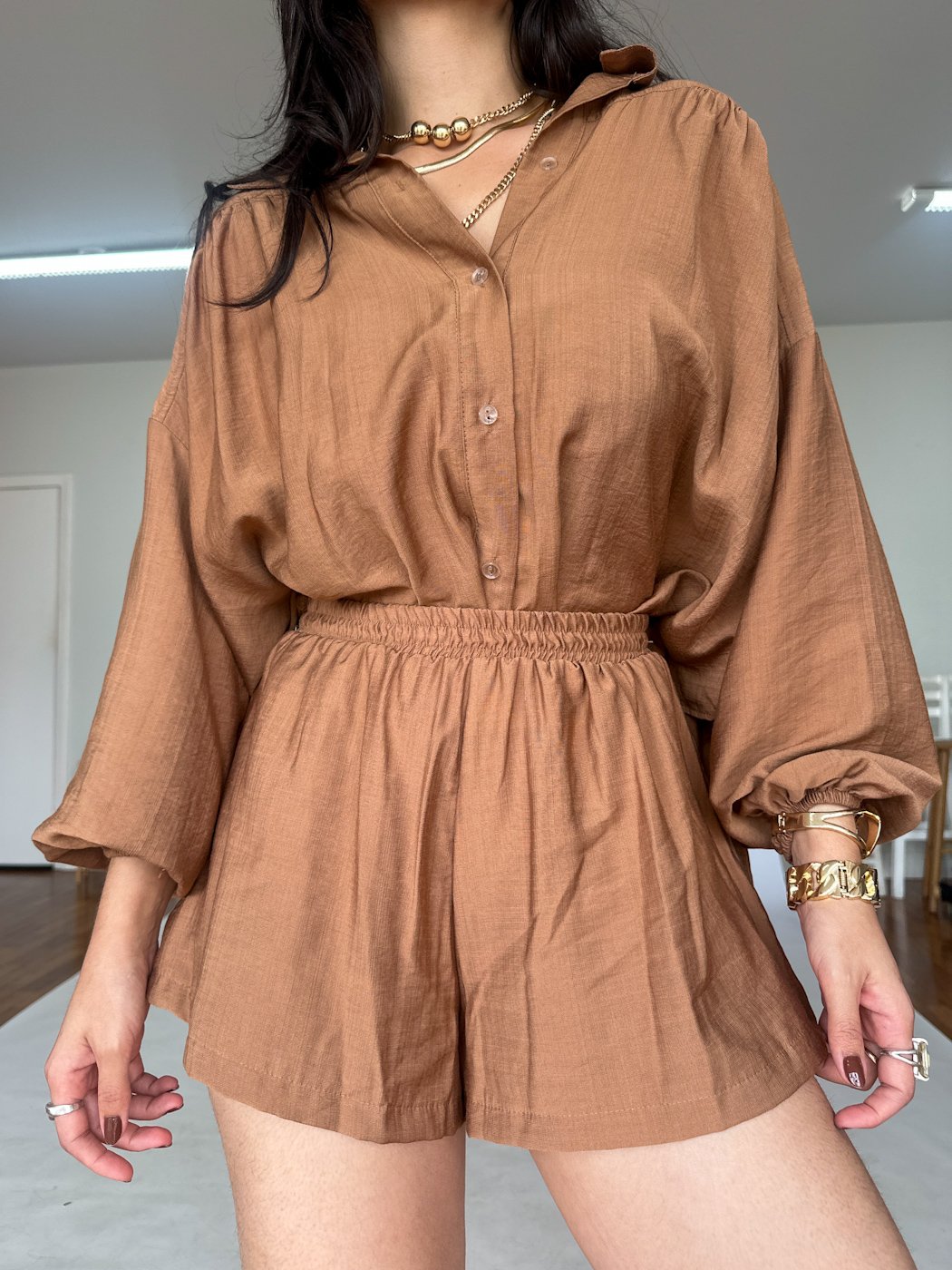 06 trijunto camisao com top e short sutilmente acetinado mila