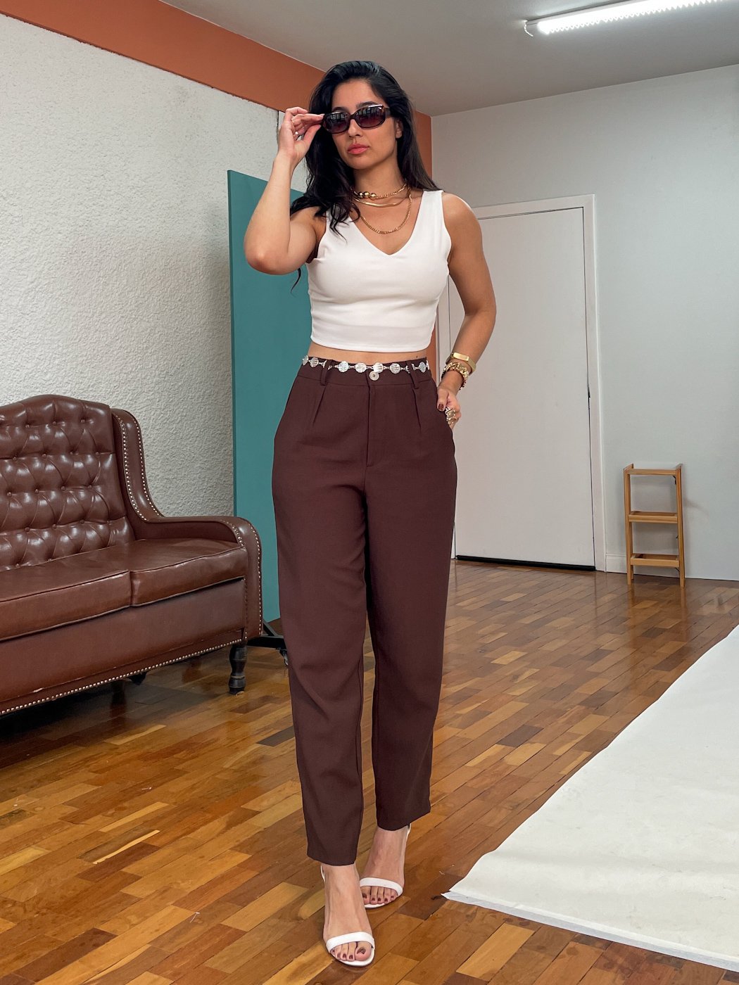 03 calca feminina social cenoura com prega milene