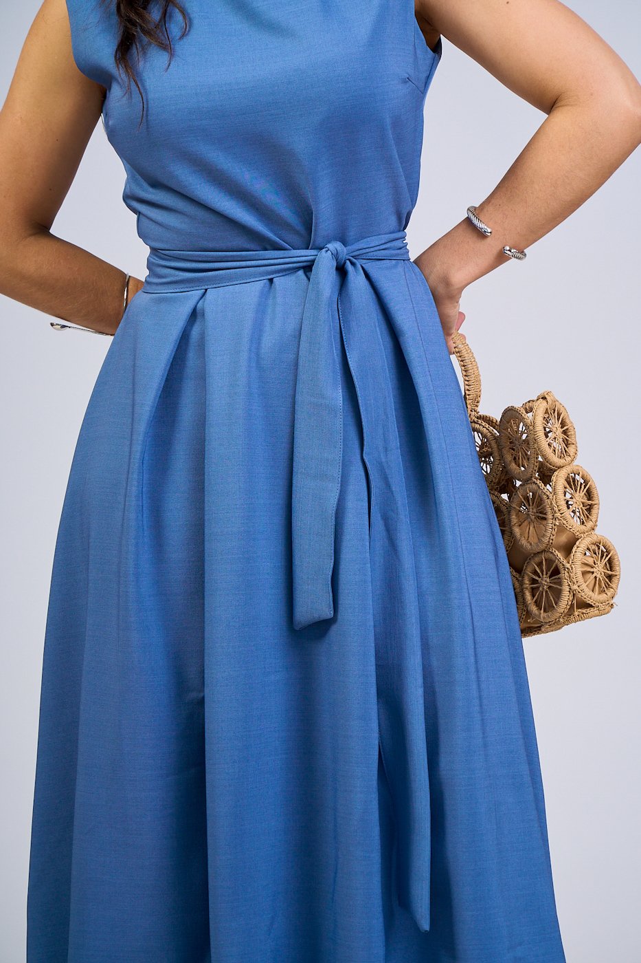 74 vestido feminino midi regata com cinto faixa classico eduarda