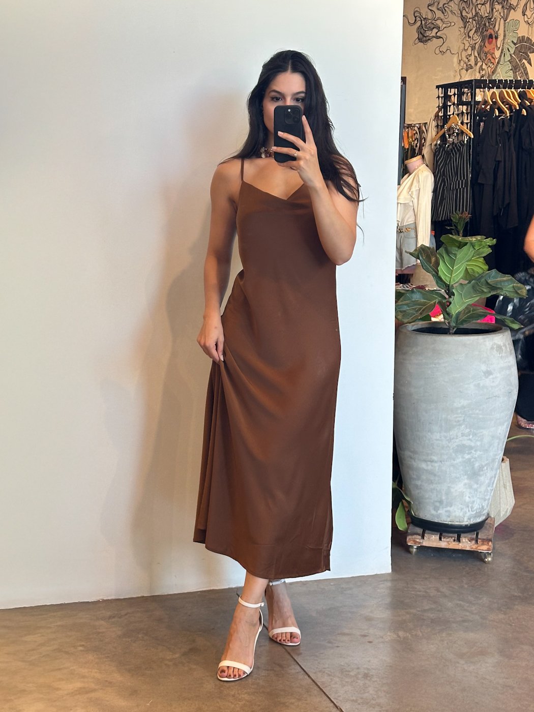 10 vestido slip dress de cetim midi com alca e gola boba alice