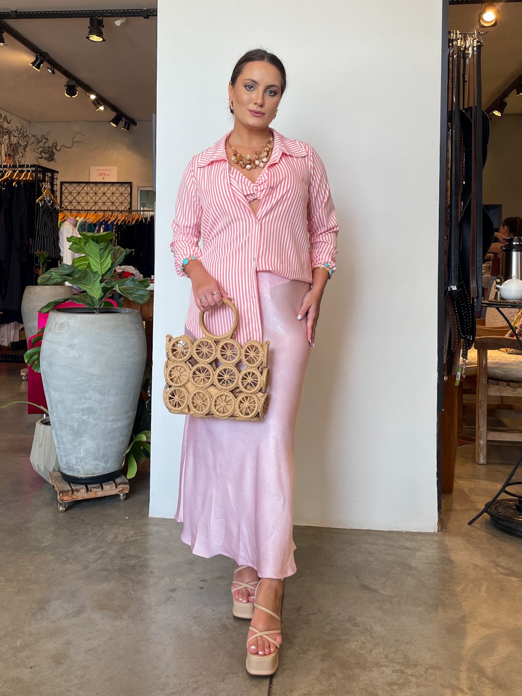 21 conjunto feminino top com no e camisa angelica