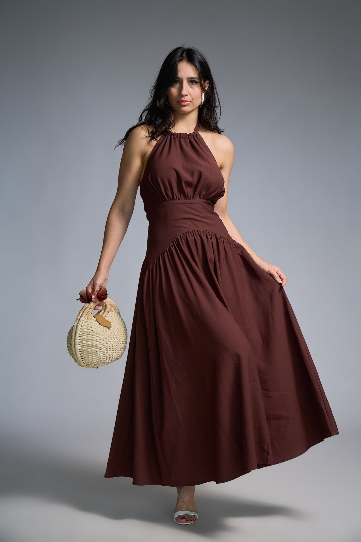 08 vestido longo com pala na cintura amarrar pescoco e costas lia