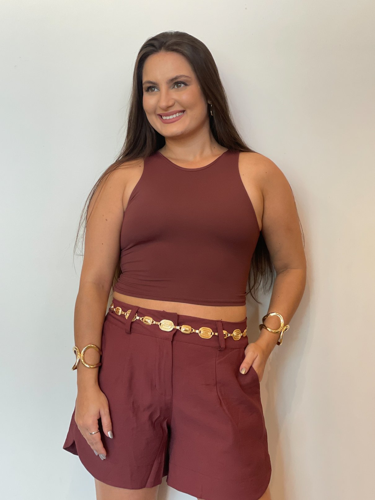 10 top cropped regata de suplex com faixa na cintura liz