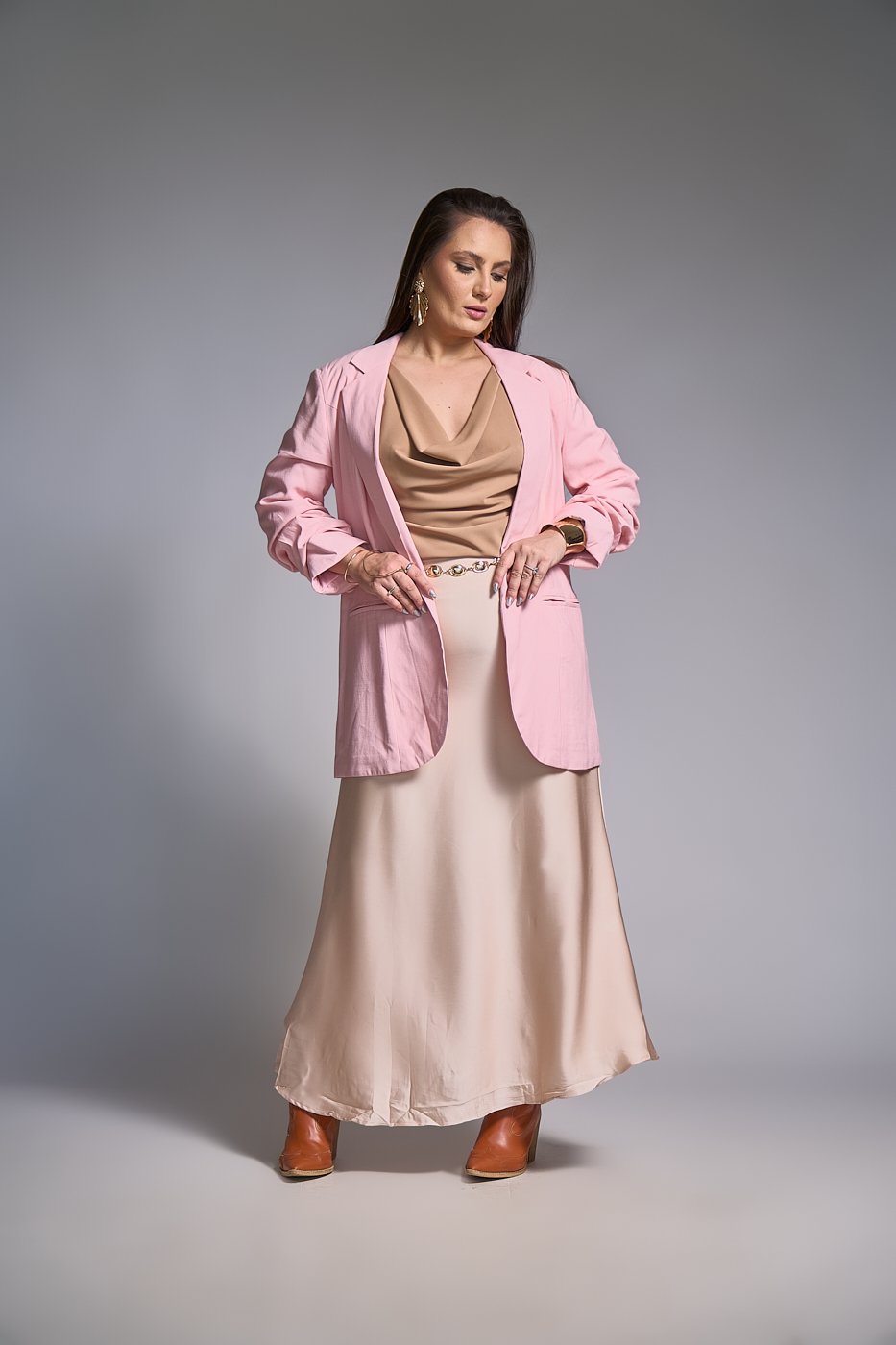 08 blazer charisma alongado manga 3 4 detalhe franzido milena