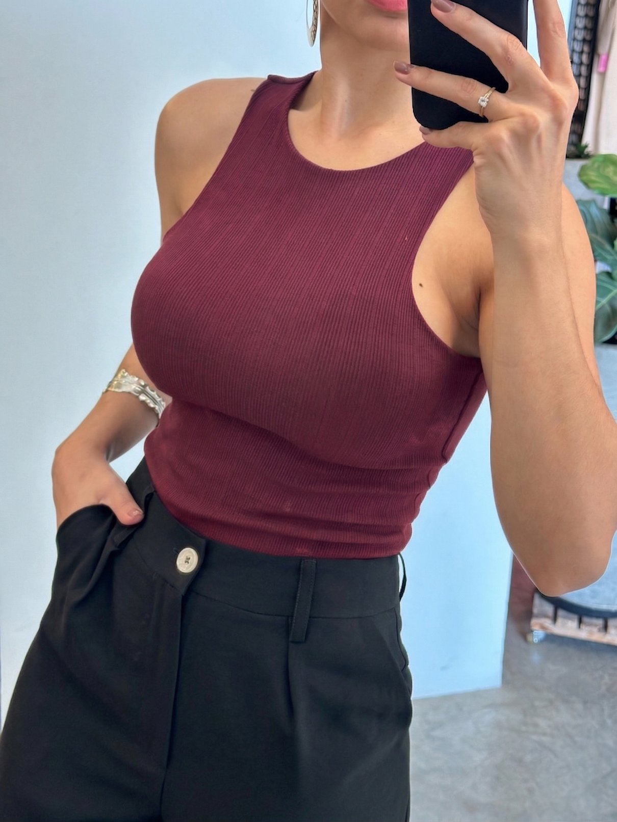 12 top cropped nadador alongado canelado com bojo mila