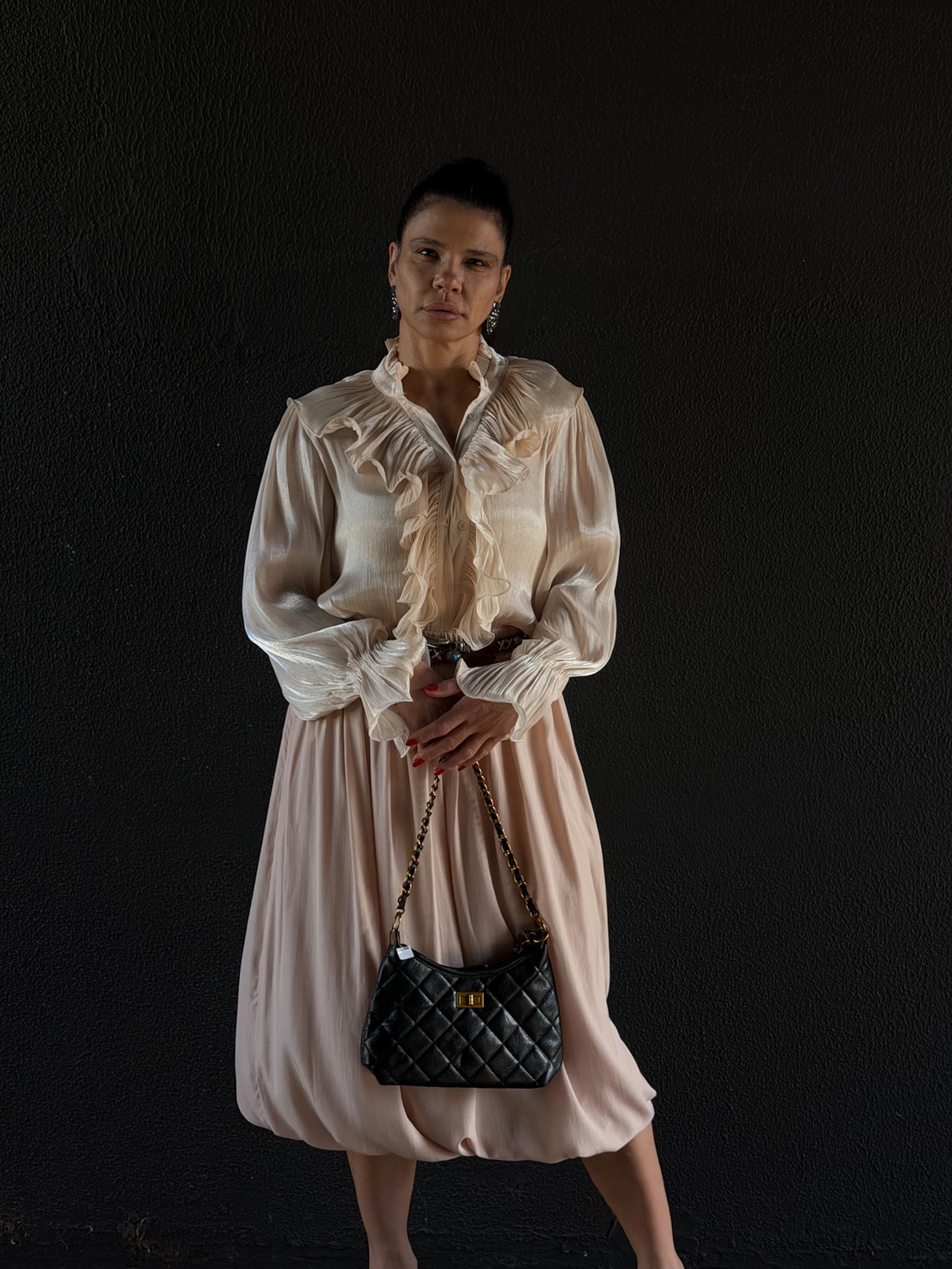 30 camisa com babado plissado com pregas cintilante natalia