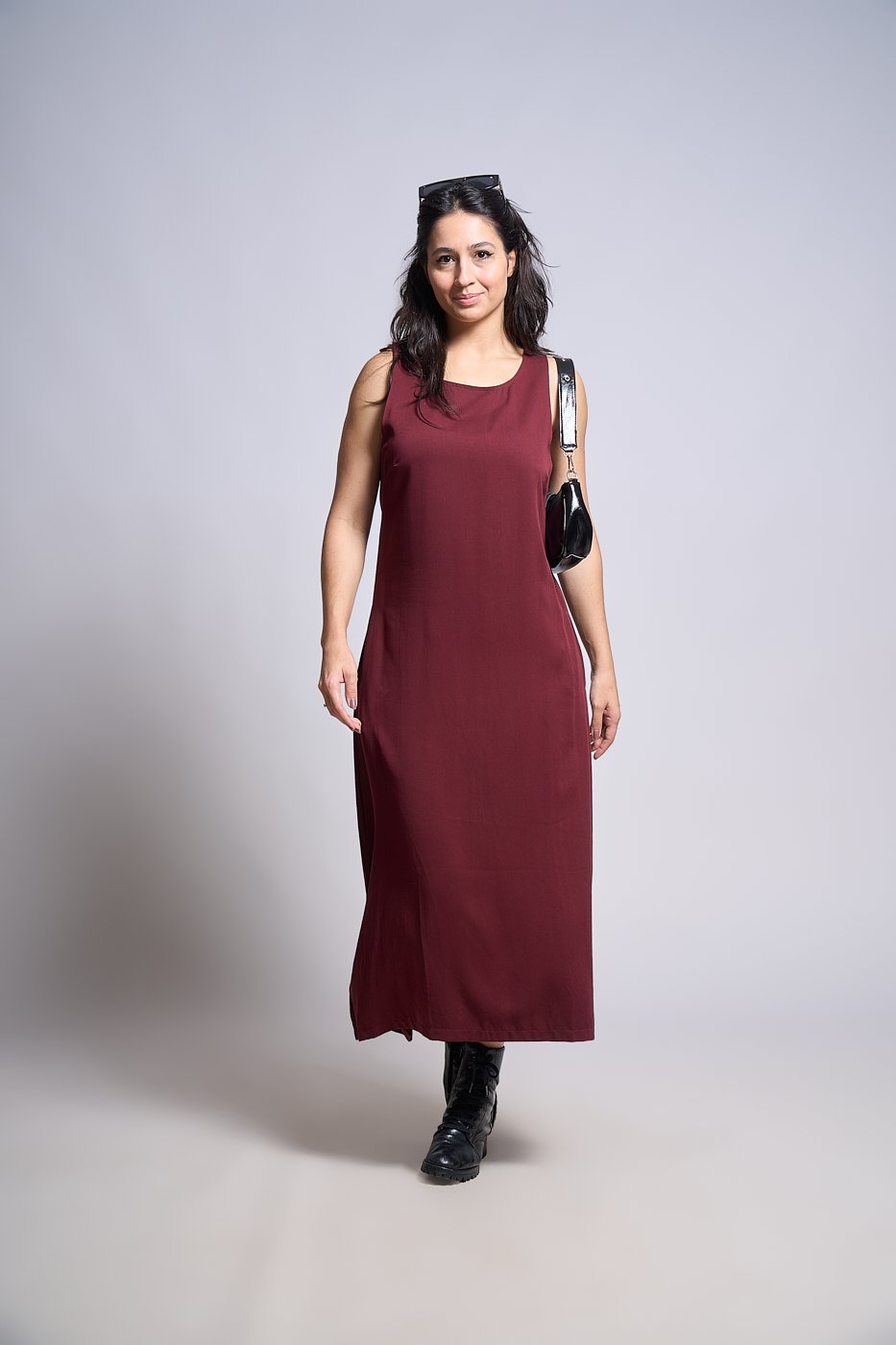 04 vestido feminino reto em viscose sarjada selena