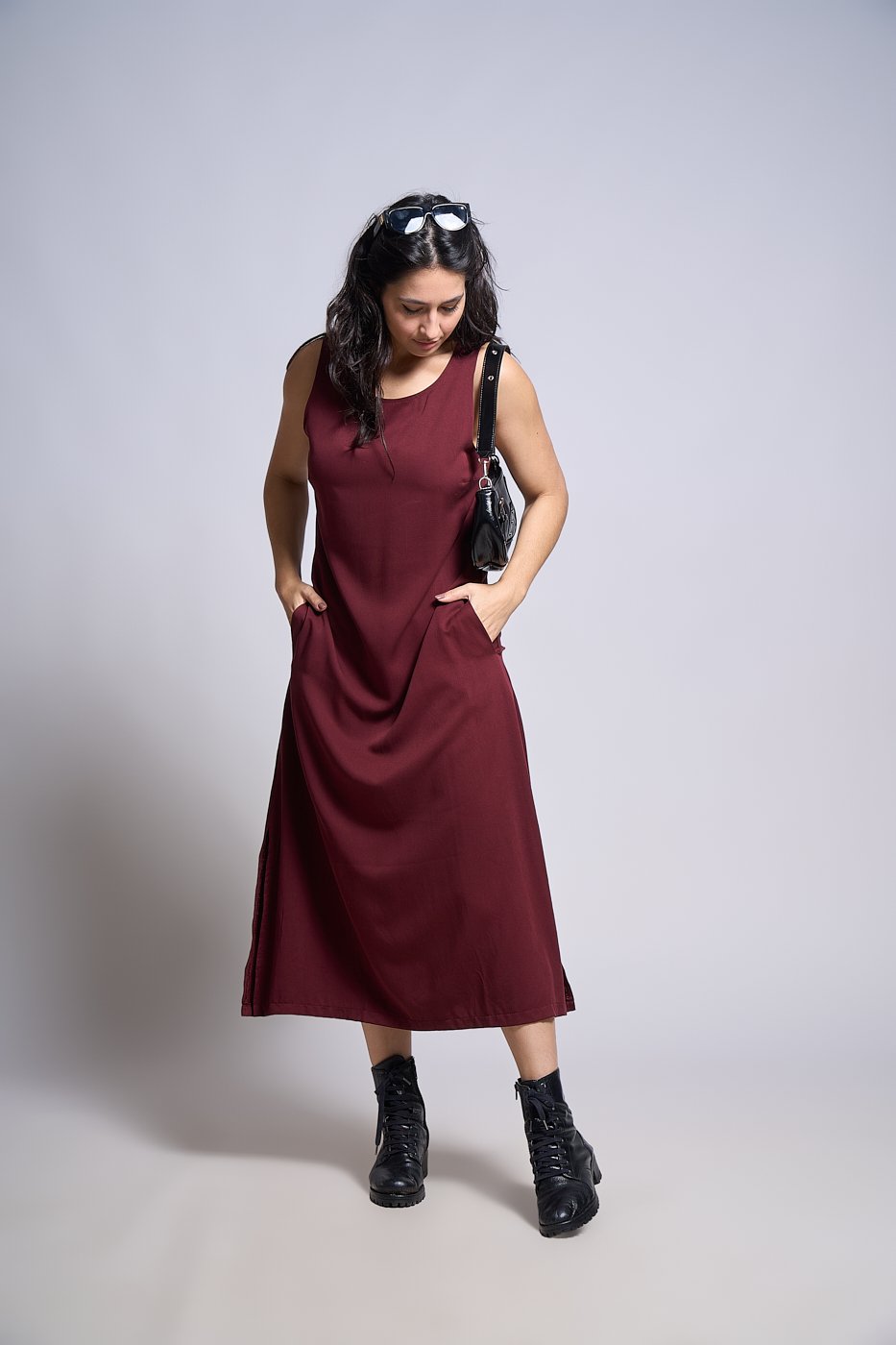 06 vestido feminino reto em viscose sarjada selena