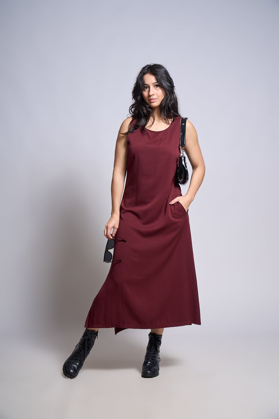 07 vestido feminino reto em viscose sarjada selena