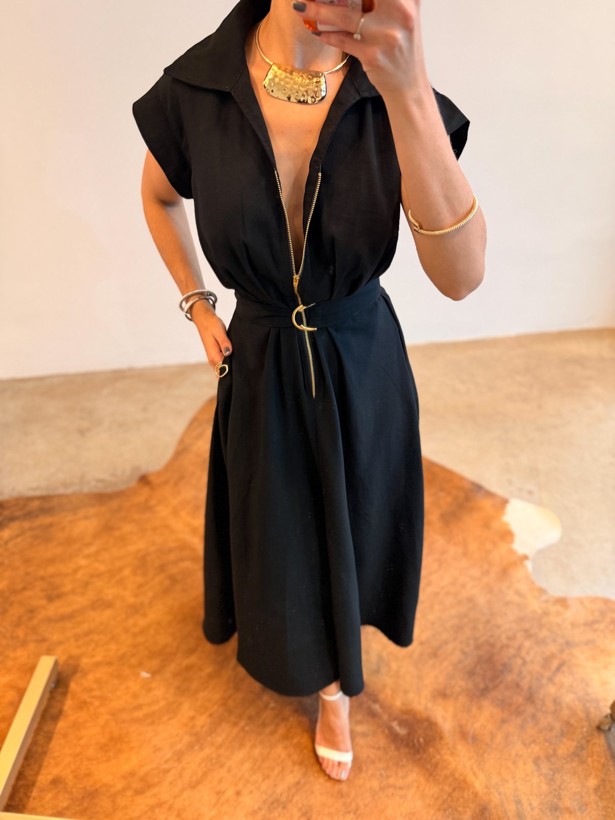 03 vestido longo com fenda frontal e bolso faca luana